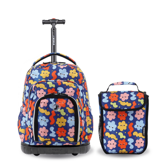 J World Boys And Girls Lollipop 16" Kids Rolling Backpack With Insulated Lunch Bag, Baby Cloud