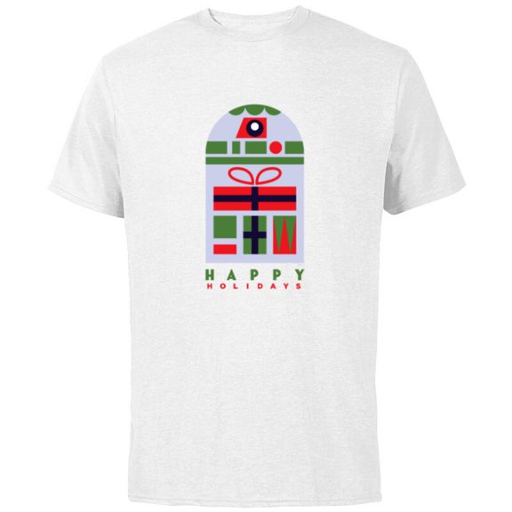 Star Wars R2-D2 Nordic Print Happy Holidays Christmas - Short Sleeve Cotton T-Shirt for Adults - Customized-White