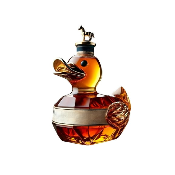 ACDANC Funny Whiskey Duck Bottle, 10 Oz Engraved Whiskey Glasses, Wine Decanter, Mini Creative Duck Wine Bottle, Suitable for Home, Friends Gathering