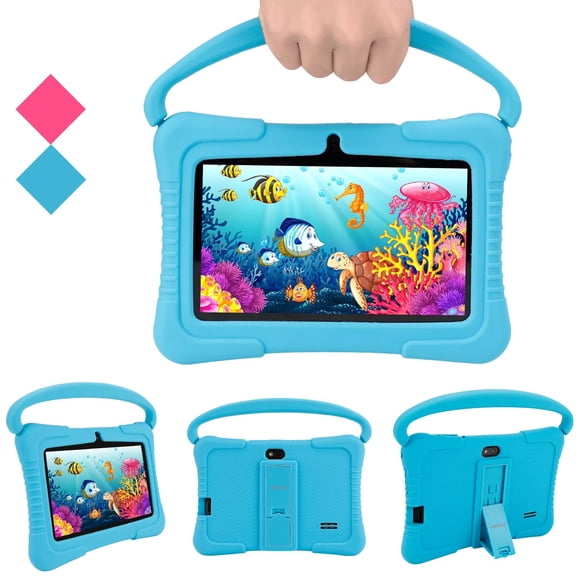 Refurbished Veidoo V88 16GB Storage WiFi 7 inch Android Kids Tablet with Silicone Case (Blue)