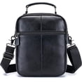 thumbnail image 3 of SCHLATUM Bolso Mensajero de Cuero Genuino para Hombre - Bolso Cruzado de Alta Capacidad para Trabajo y Viaje, Se Adapta a iPad de 10.5 Pulgadas, Negro, 3 of 9