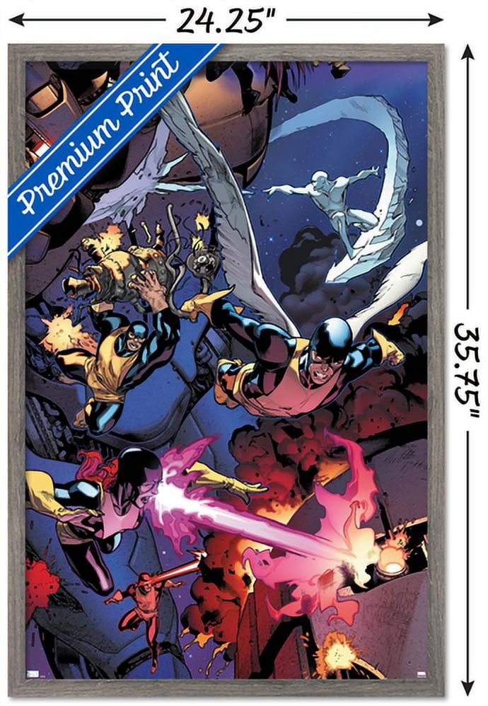 Marvel Comics - The X-Men - Classic Group Fighting Wall Poster, 22.375" x 34", Framed
