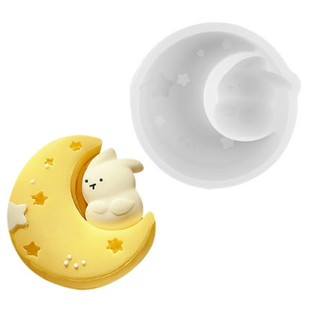 

Moon Rabbit Silicone Mould Mooncake Mould Baking Mould DIY Mousse Cake Mould Pastry Mould Ice Cream Mould for Mid-Autumn Festival Chocolates Fondant Cake Decoration Home Kitchen Style D