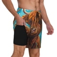 thumbnail image 2 of Balery Cute Cow Sunflowers Art Bañador para hombre, shorts de playa de secado rápido con entrepierna y forro de compresión-Medium, 2 of 6