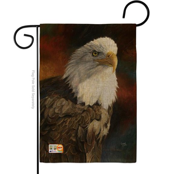 Breeze Decor BD-WL-G-110060-IP-DB-D-US12-AL 13 x 18.5 in. Portrait of an Eagle Burlap Nature Wildlife Impressions Decorative Vertical Double Sided Garden Flag