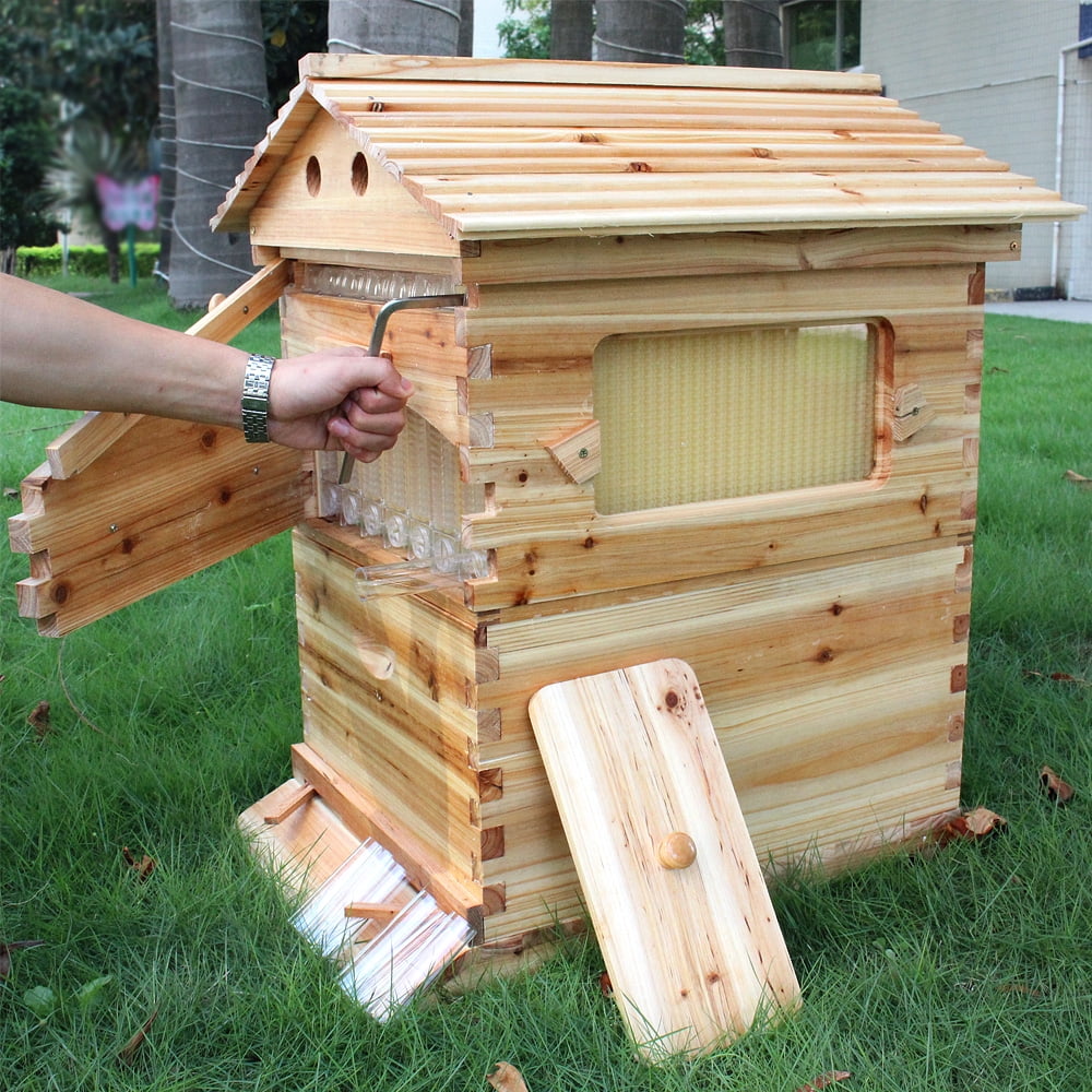 Auto Flow Beehive Box Bee Hives 7 Langstroth Wooden Honey Beekeeping Hive Boxes 