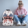 thumbnail image 2 of Bulopur Girls Kids Backpack, White Star Print USA Flag Large Patriotic Bow Lightweight Waterproof 4th of July School Bag for Kids 6-12, 2 of 8