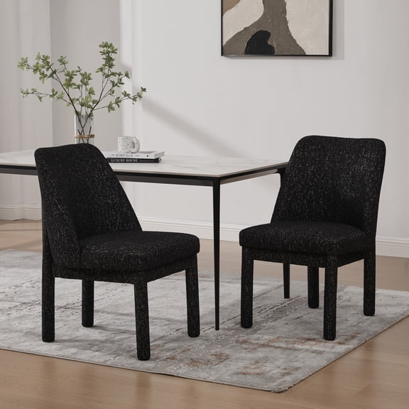 Noble House Alvin 21.5" Chenille Dining Chair, Rubberwood High Back Upholstered Kitchen Chairs, Black & Gray, Set of 2