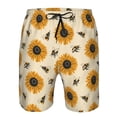 thumbnail image 4 of Yiaed Sunflowers And Bee Print Men's Swim Trunks with Lining Quick Dry Sports Shorts Beach Shorts Boardshorts-Small, 4 of 5