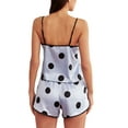 thumbnail image 5 of Biekopu Women 2 Piece Pajamas Set Loose Silk Satin V-Neck Camisole Elastic Shorts Soft Sleepwear, 5 of 6
