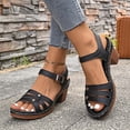 thumbnail image 2 of IWRICH Low Chunky Heels for Women ​dressy Wedge Platform Sandals ​summer Casual Footwear ​with Adjustable Straps Black 9.5, 2 of 9