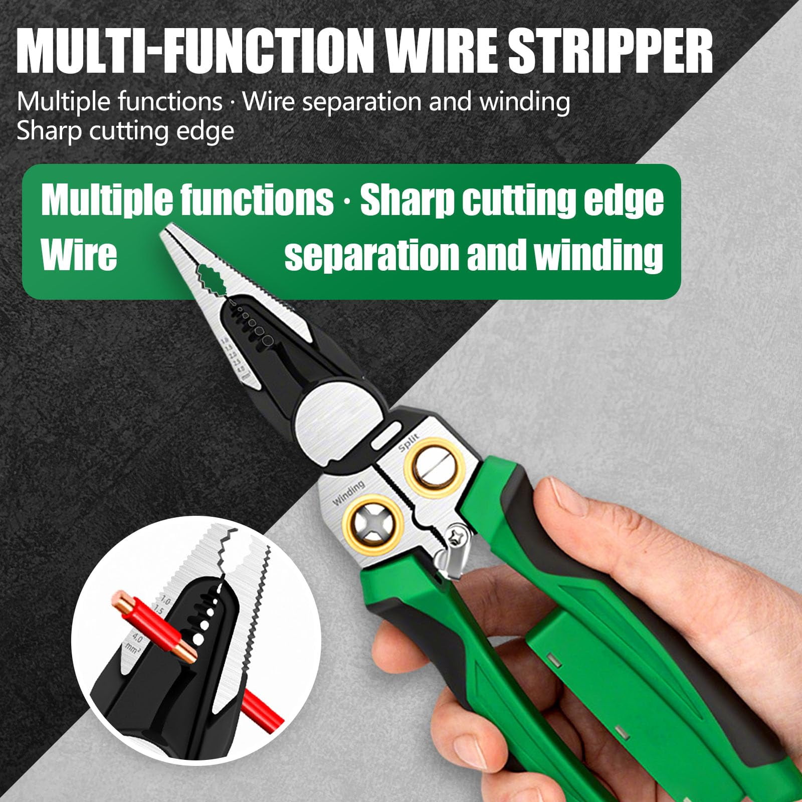 8 in 1 Wire Stripper with Voltage Tester, Professional Wire Stripper Electrical Pliers, Twister, Neutral Wires Electrician, Car Repair Tool for Cutting and Pulling Wires Cable Scissors (1 PCS)