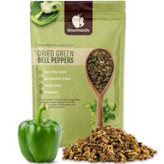 Gourmanity Dried Green Bell Peppers, Flavorful Diced Peppers Fresh and Appetizing, Perfect for Ramen Bae Ramen Toppings Soups Stir-Frys and Stews, All Natural, Packed in a Resealable Bag 4 oz
