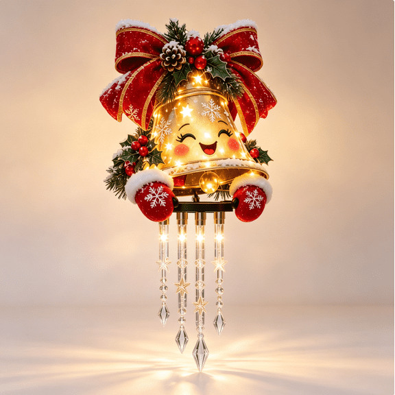 Christmas Porch Railing Lights, Bell Christmas Banister Light Multiple Lighting Modes Indoor Outdoor Holiday Decor