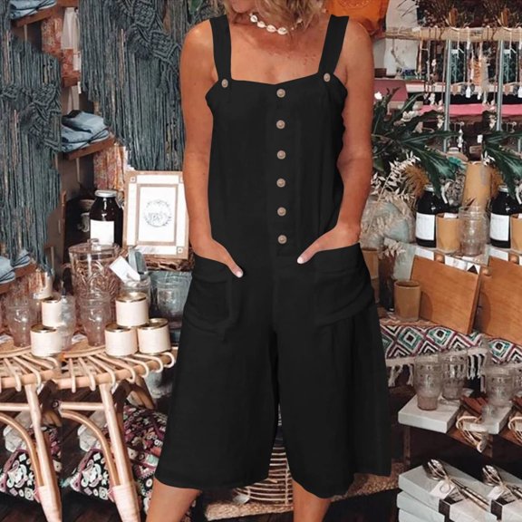 Shorts for Women,Clearance Fashion Women Sleeveless Printed Cold Shoulder Vest Casual Pachwork Jumpsuit