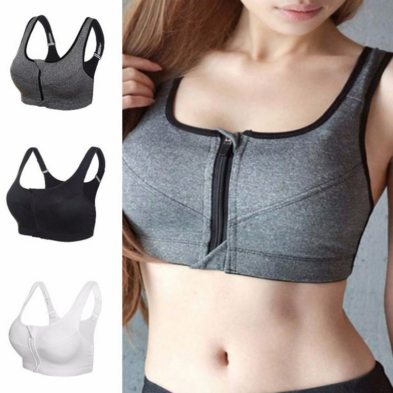 Female Front Zipper Breathable Sports Bra without Steel Ring Vest Type  Underwear for Running Yoga