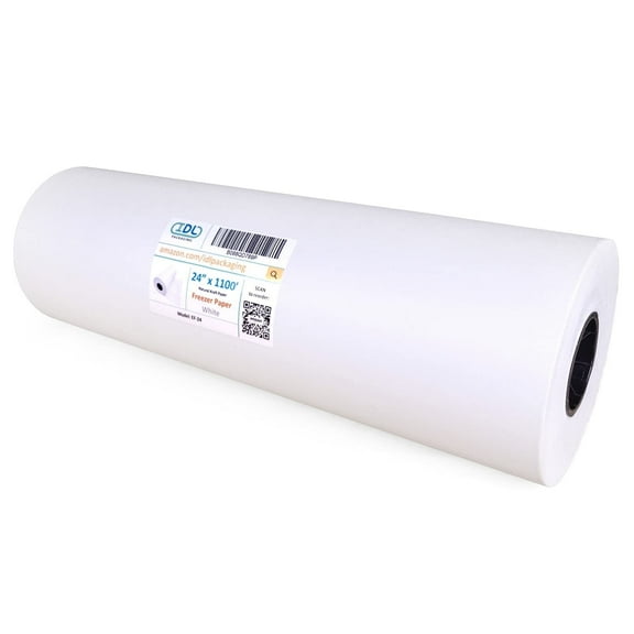 IDL Packaging Freezer Paper Roll 24" x 13200" (1100 feet) - Plastic Coated Food Wrapping Paper for Freezing