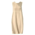 thumbnail image 4 of Hauts à Enfiler pour Femmes Vêtements Printemps Automne 2025 Chemises à Manches Longues Tendance Col Rond Ample Festival Hauts Été Couleur Unie Lin Sans Manches Robe Jupe Col Rond Grande Taille pour Femmes Été, 4 of 4