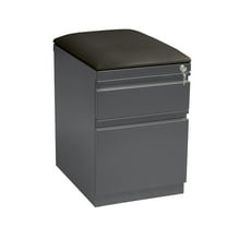 Hirsh 20 inch Deep Letter Width Mobile Pedestal File Cabinet 2 Drawer Box-File with Seat Cushion, for Home and Office, Charcoal/Black