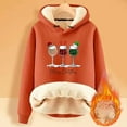 thumbnail image 2 of Womens Sherpa Sweatshirt Christmas Printed Long Sleeve Hooded Thick Warm Hoodies for Winter Thermal Pullover Sweatshirt Z1-Orange M, 2 of 3