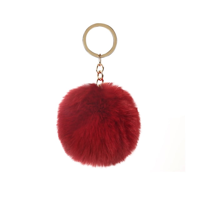 Matsuzay Fuzzy Ball Llavero Encantadores Llaveros Multifuncional Conveniente Adorable Multi-colores Llaveros Mujeres Negro 4cm Artesanía Vino rojo 10cm Matsuzay HA059936-14