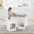 thumbnail image 4 of Curipeer Nesting Design Kids Table and Chair Set with 4 Square Storage Stools (Gray / White), 4 of 6