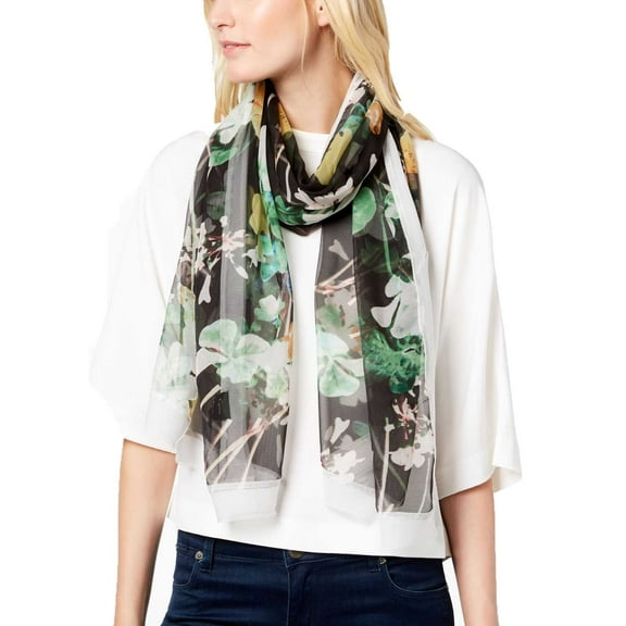 Cejon | Summer Clover Oversized Chiffon Scarf | Black | Size OSFA