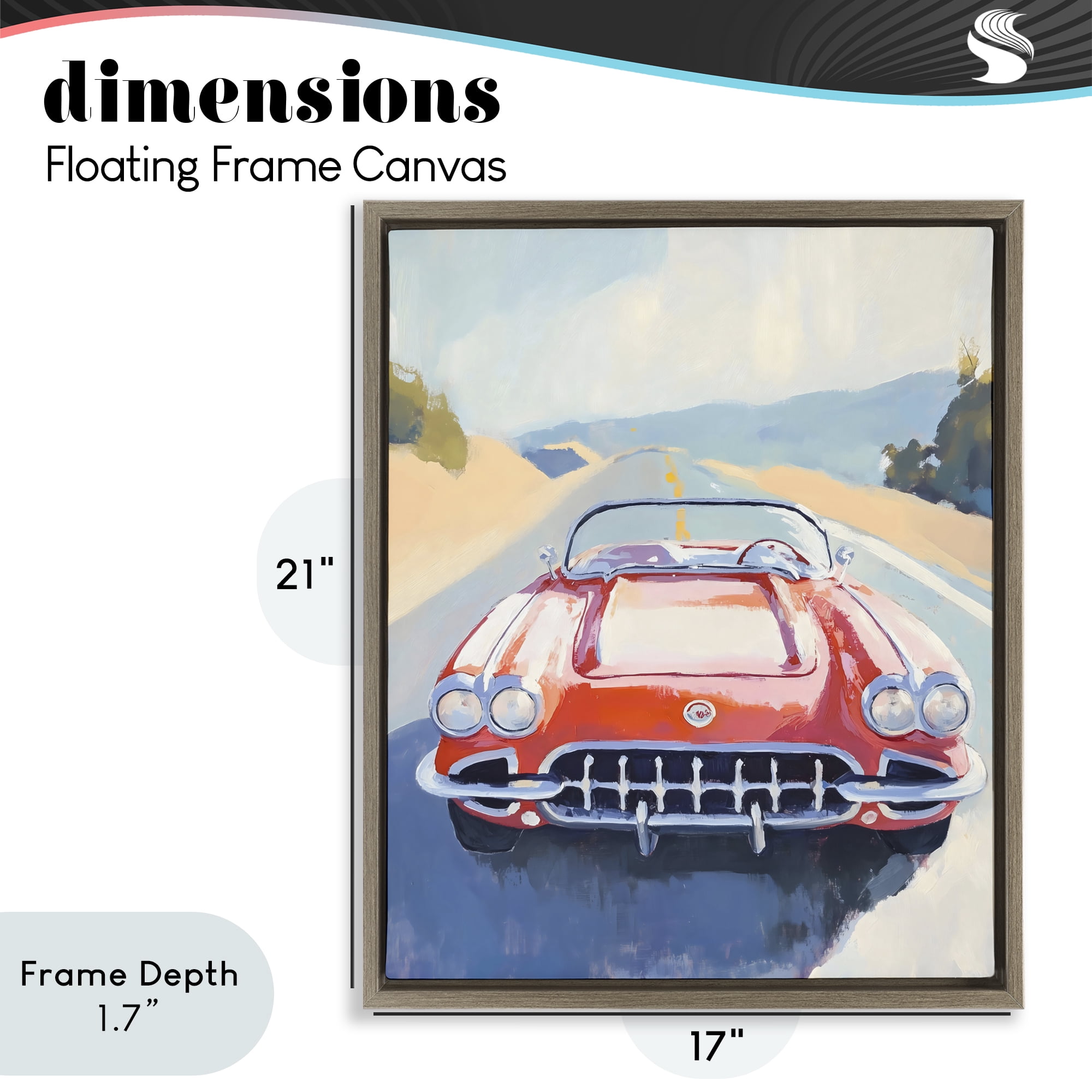 Stupell Industries Red Sports Car on Journey Brown Framed Floater Canvas Wall Art, design by The Prints Vibe