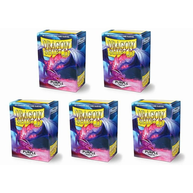 5 Packs Dragon Shield Matte Purple Standard Size 100 ct Card Sleeves Value Bundle!