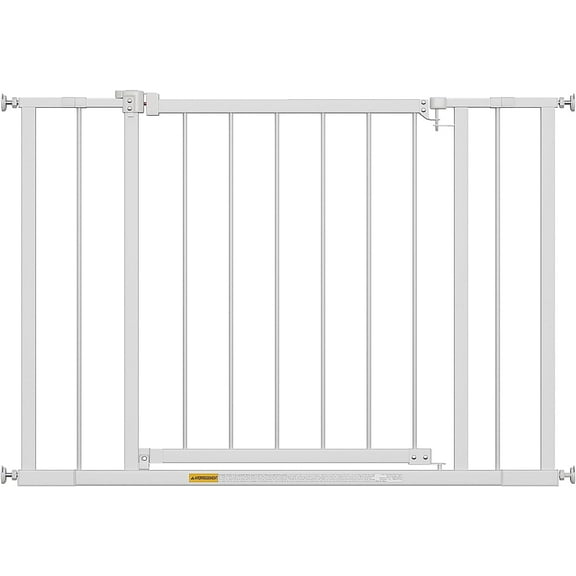 BestPet 30" Tall Dog Gate for Stairs & Doorways, Fits 28.5”-39.7” Wide Openings ,Walk-Through Metal Pet Gate for Indoor Use,Adjustable Safety Gates for Pets,White