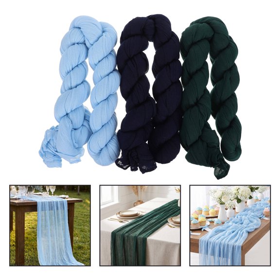 LOLIPPYY Set of 3 Tulle Table Runners Boho Style, Soft Sheer Fabric for Party and Event Decoration