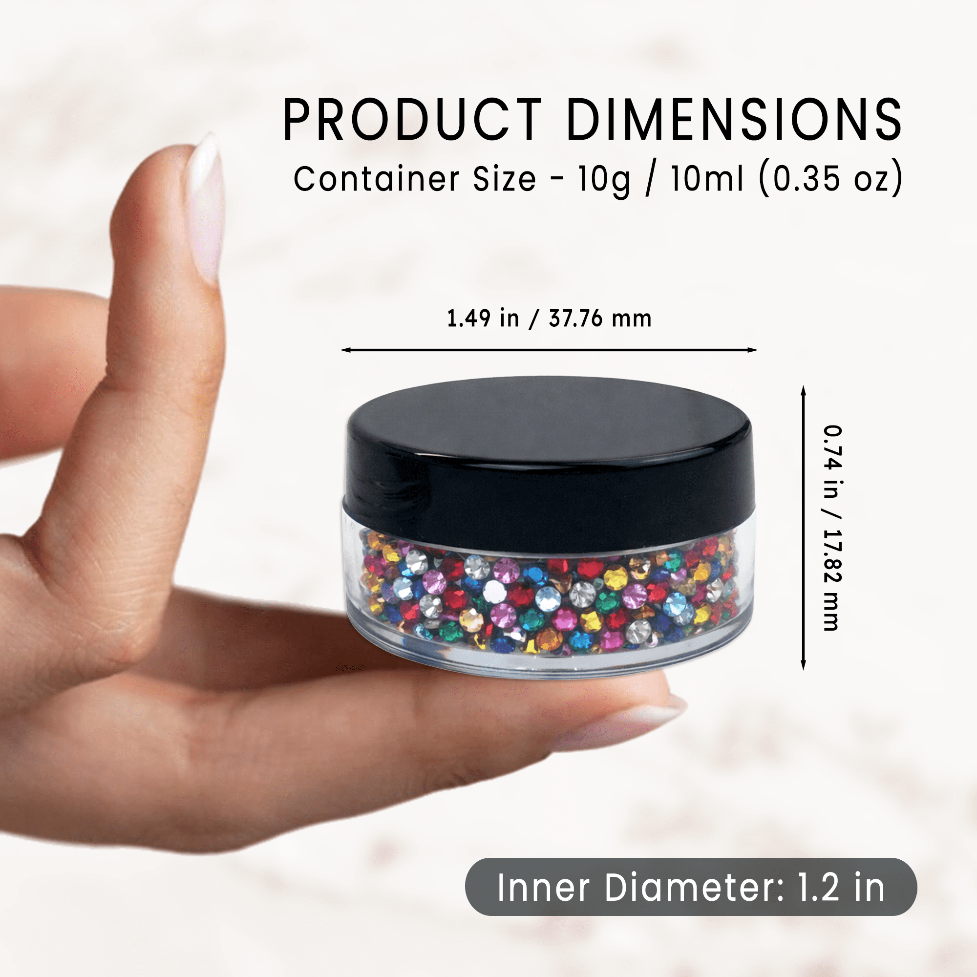 Beauticom 1000 Pieces High Quality 10 Gram 10 ml (0.3 oz) Plastic Clear Round Cream Lotion Beauty Sample Jars (Black Lids)