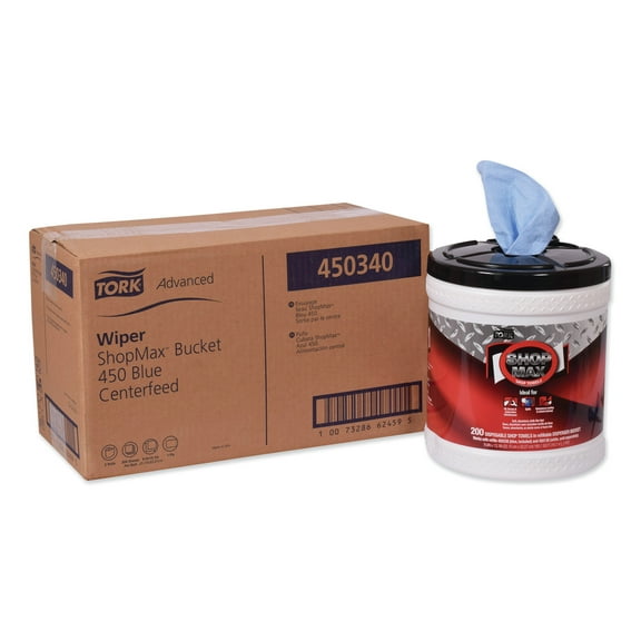 Advanced ShopMax Wiper 450 8.5 x 10, Blue, 200/Bucket, 2 Buckets/Carton