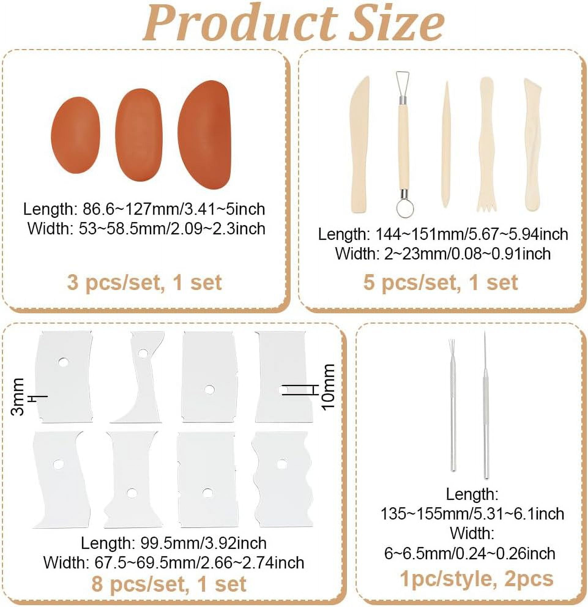 8Pcs Profile Rib Bundle Pottery Shaper Tool Set for Ceramic Cups Bowl DIY Craft Making (Equipped with 2Pcs Clay Sculpture Needle Tool 3Pcs Oval DIY Silicone Molds 5pcs Clay Knife Tools)