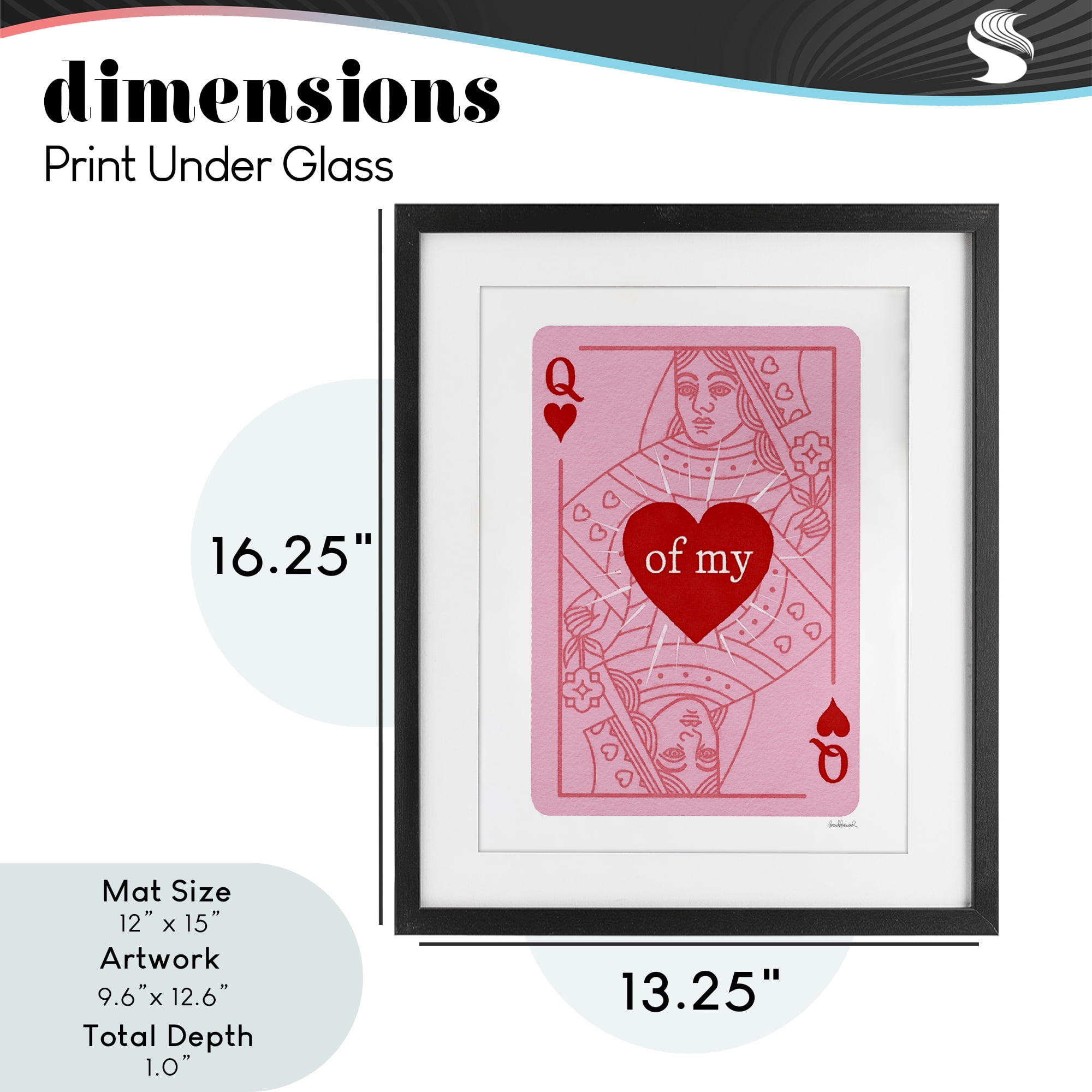 Queen Of My Heart Black Framed Print Under Glass, design by Amanda Greenwood