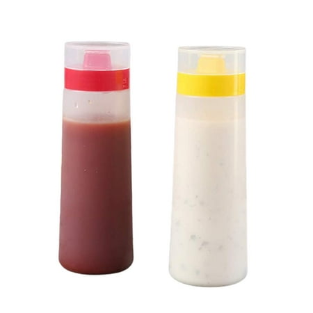 

Seroniy 2Pcs Porous Squeezing Sauce Bottles Leakproof Condiment Containers with Caps for Ketchup Mustard Olive Oil