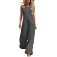 thumbnail image 2 of Hvogkswy Button Down Jumpsuits for Women Casual Sleeveless Wide Leg Romper with Pockets Comfy Loose Summer Beach Vacation Jumpsuit, 2 of 7