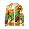 thumbnail image 2 of Uemuo Cool Dinosaur Playing Guitar Pattern Women's Full Zip UPF 50+ Sun Protection Hoodie Jacket Long Sleeve Sun Shirt Hiking Outdoor Performance with Pockets-Small, 2 of 9
