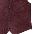thumbnail image 3 of Mens Corduroy Waistcoat V Neck Casual Sleeveless Jacket Slim Fit Business Formal Vest for Wedding Dinner Wine S, 3 of 4