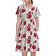 thumbnail image 1 of Disketp Leaves And Anemone Flowers In Red Grey para Vestido de Manga Corta para Mujeres, Vestidos de Verano para Mujeres, Casual y Holgado para la Playa, 1 of 6