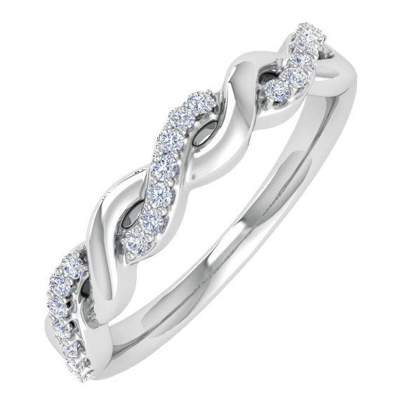 1/10 Carat Diamond Wedding Band Ring in 14K White Gold(Ring Size 8.75)