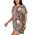 thumbnail image 2 of Rocae Tropical Fruit for Two Piece Sleepwear Pajamas Sets for Women Soft Short-Sleeved Pjs with Lounge Shorts Large, 2 of 9