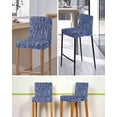 thumbnail image 5 of Vintage Wave Lines Bar Stool Covers Set of 6, Classic Minimalist Striped Navy Blue Stretch Washable Bar Chair Covers with Backs, Removable Pub Counter Height Chair Cover for Kitchen Dining Room Cafe, 5 of 7