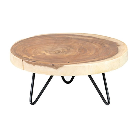 Henley Round Cross-Cut Mungurr Wood Riser with Iron Hairpin Legs, Small by East at Main