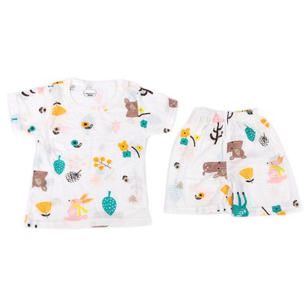 

LYUMO Breathable Baby Summer Suit Cute Cartoon Pattern Short Sleeve Shirt Short Pants Set Baby Short Sleeve Short Pants Children Summer Pajamas Set