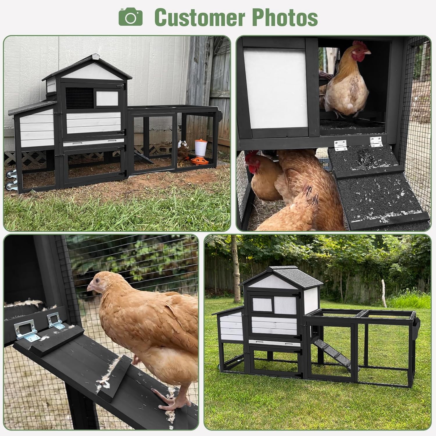 Aivituvin Mobile Chicken Coop with Wheels, 82.4" L Large Outdoor Hen House with Run Nesting Box for 4-6 Chickens, Weatherproof Chicken House Black