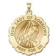 thumbnail image 2 of Picturesongold.Com Our Lady of Sorrows Scalloped Round Religious Medal Necklace Pendants - 3/4 inch Size of a Nickel -Solid 14K White Gold, 2 of 4