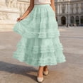 thumbnail image 2 of DHFJKG Tutus For Women Mesh Layered Ruffle Skirts High Waist Flared A-Line Loose Fit Elegant Party Casual Wear Versatile Skirt, 2 of 5