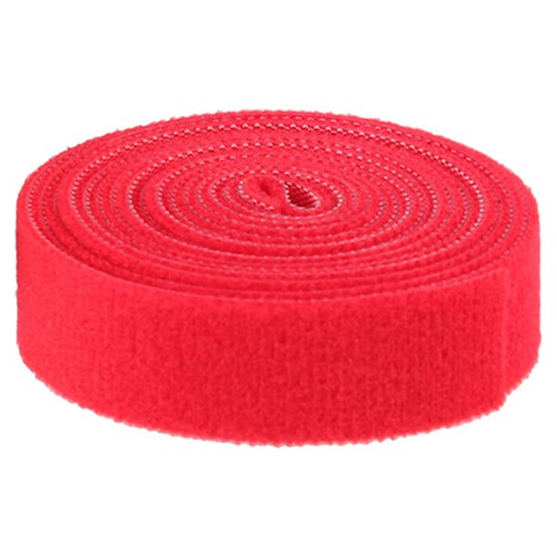 2 bridas adhesivas reutilizables de 100 cm con cierre de velcro para cables, ideales para el hogar, la oficina, la tableta, el televisor, la electrónica y la gestión de cables (rojas).