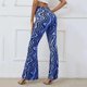 thumbnail image 5 of Pantalones de yoga Gibobby mujer Pierna recta Cintura alta suelta estampados azul L, 5 of 5